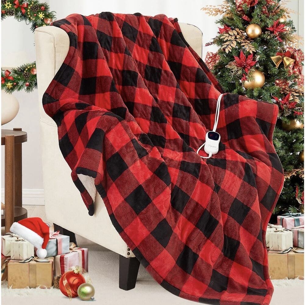 Homemate Electric Blanket Heated Throw - 50“x60“ Ultra Soft Cozy Flannel Rex